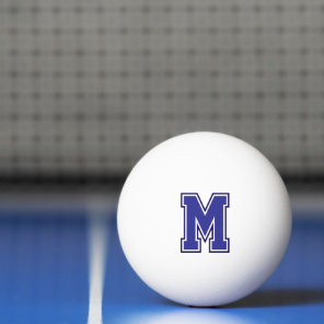 Blue Varsity Monogram Ping Pong Ball