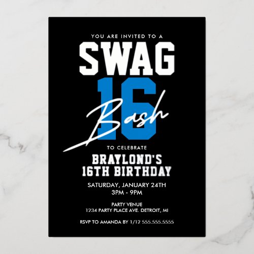 Blue Varsity Style Swag 16 Birthday