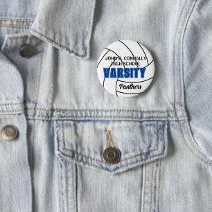 Blue Varsity Volleyball Custom High School Spirit Button
