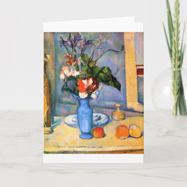 Blue Vase Flowers, Paul Cezanne Card (Front)