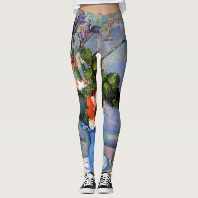 Blue Vase Flowers, Paul Cezanne Leggings (Front)