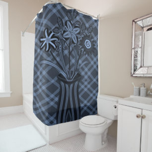 blue vase shower curtain