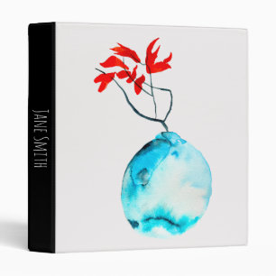 Blue vase watercolor ikebana 3 ring binder