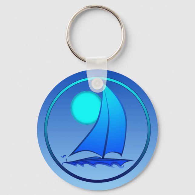 Blue Vector Sailboat Keychain (Front)