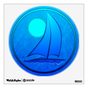 Blue Vector Sailboat Wall Sticker