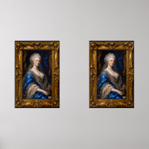 Blue Velvet Gilded Portrait Of Odette Morelle Wall Art Sets