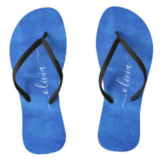 Blue Velvet Monogram Flip Flops