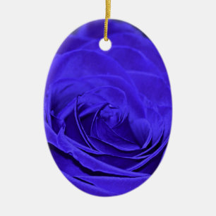 Blue Velvet Rose Ceramic Ornament