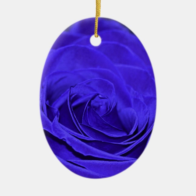 Blue Velvet Rose Ceramic Ornament (Front)