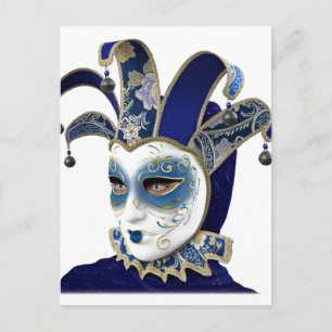 Blue Venetian Carnivale Mask in Profile Postcard