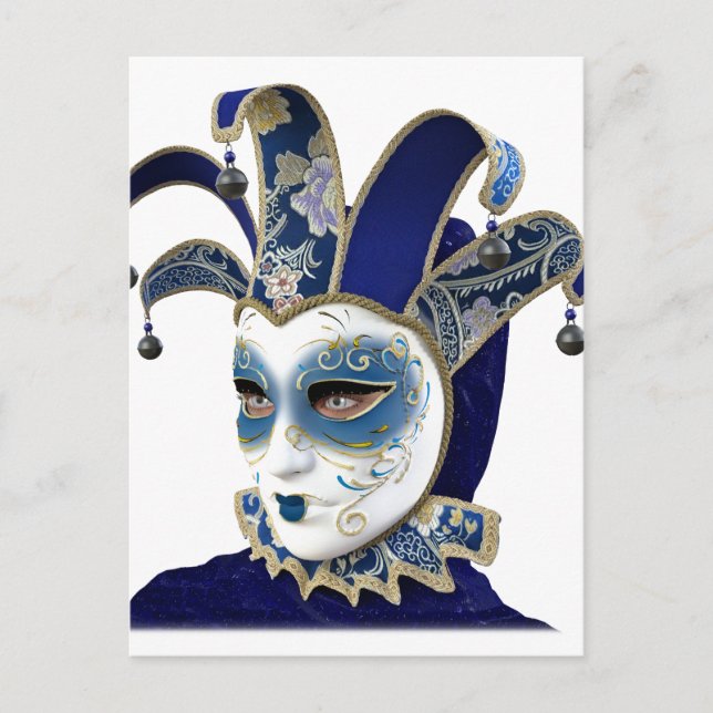 Blue Venetian Carnivale Mask in Profile Postcard (Front)