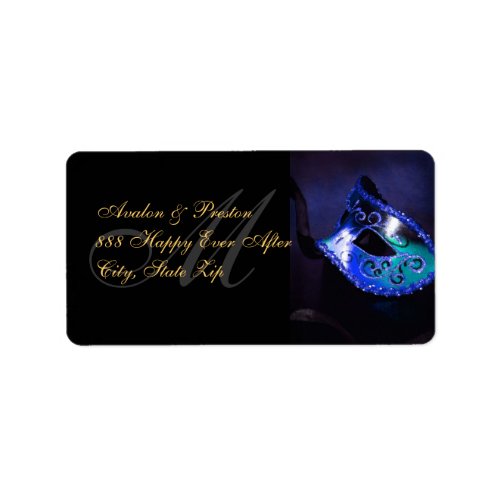 Blue Venetian Masquerade Mask Address Label