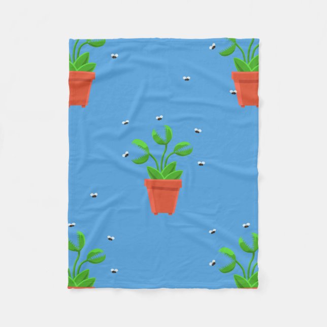 blue venus fly trap fleece blanket (Front)