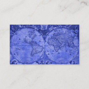 Blue Version Antique World Map J Blaeu 1664 Business Card