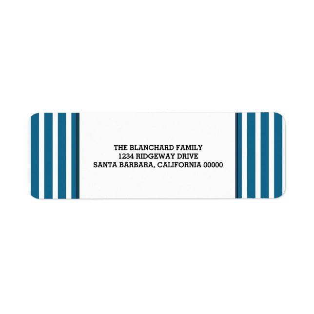 Blue Vertical Festive Stripes Holiday Label (Front)