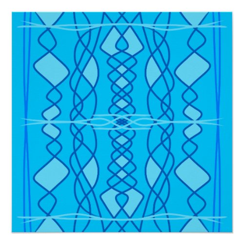 Blue vertical geometric design  poster