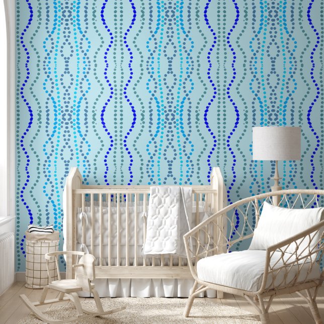 Blue vertical pointed lines wallpaper  (Kids)