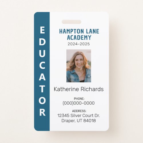 Blue Vertical Stripe Homeschool Educator ID Badge