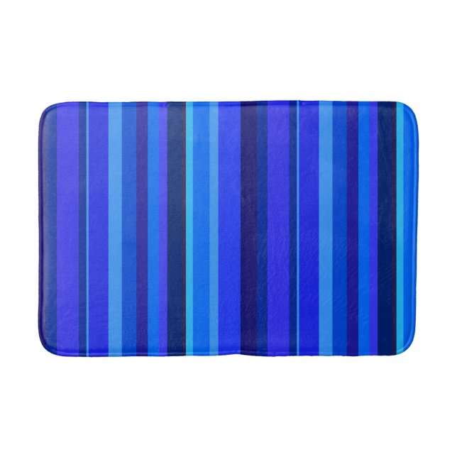 Blue vertical stripes bath mat (Front)