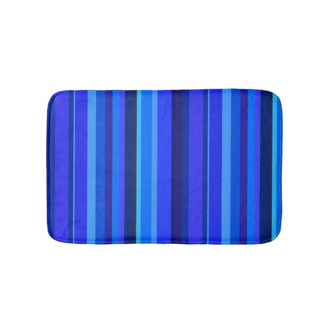 Blue vertical stripes bathroom mat (Front)