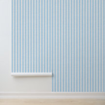 Blue Vertical Stripes Linen Look Coastal
