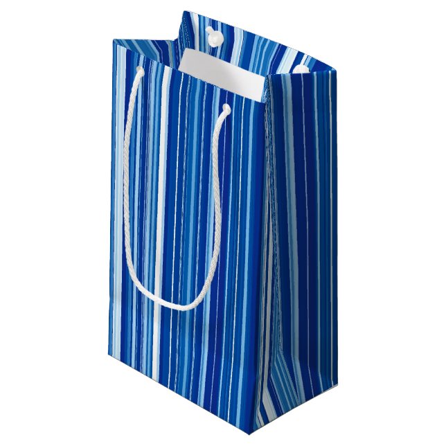Blue Vertical Stripes Small Gift Bag (Front Angled)