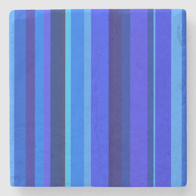 Blue vertical stripes stone coaster (Front)