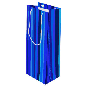 Blue vertical stripes wine gift bag