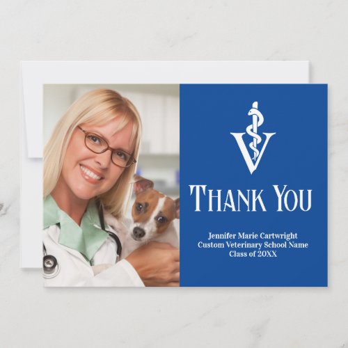 Blue Veterinarian Office Photo Customizable Thank You Card