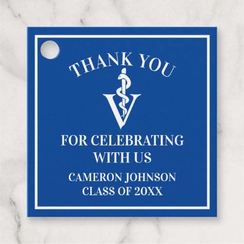 Blue Veterinary School Custom Graduation Party Favor Tags