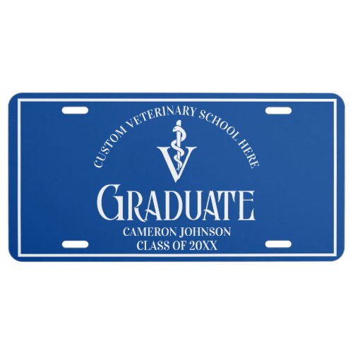 Blue Veterinary School Graduate Custom License Plate