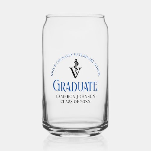 Blue Veterinary School Graduation Custom Can Glass