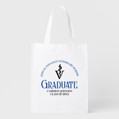 Blue Veterinary School Graduation Custom Grocery Bag