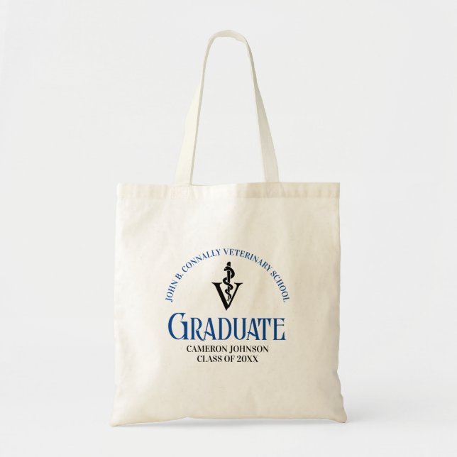 Blue Veterinary School Graduation Customized Tote Bag (Front)