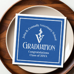Blue Veterinary School Graduation Party Custom Napkins