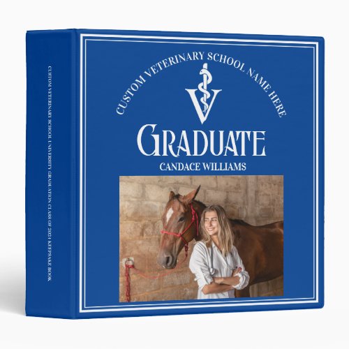 Blue Veterinary School Graduation Photo Album 3 Ring Binder