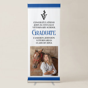 Blue Veterinary School Photo Graduation Party Retractable Banner