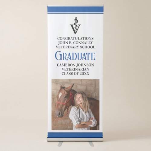 Blue Veterinary School Photo Graduation Party Retractable Banner