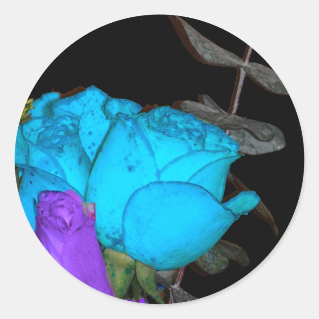blue vibrance purple vibrance roses classic round sticker (Front)