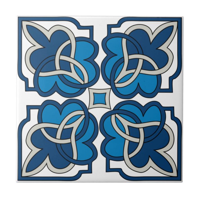 Blue ,vibrant  ceramic tile (Front)