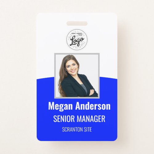 Blue Vibrant Personalized Employee Photo ID Badge