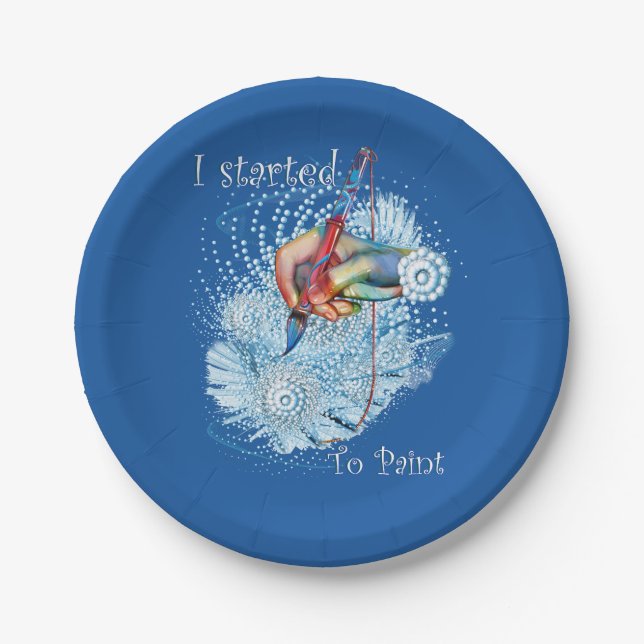 Blue Vibration Abstract Paper Plates (Front)