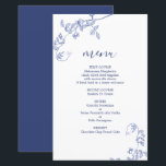 Blue Victorian floral wedding Menu Card<br><div class="desc">Blue Victorian wedding menu card</div>
