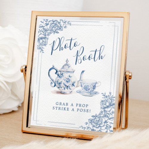 Blue Victorian Garden Afternoon Tea Photo Booth Poster