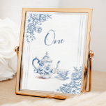 Blue Victorian Garden Bridal Shower Tea Table Number<br><div class="desc">Blue Victorian Garden Bridal Shower Tea Table Number</div>
