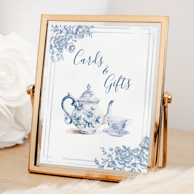 Blue Victorian Garden Bridal Tea Cards and Gifts Poster (Creator Uploaded)