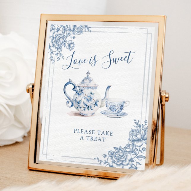 Blue Victorian Garden Bridal Tea Love is Sweet Poster (Creator Uploaded)