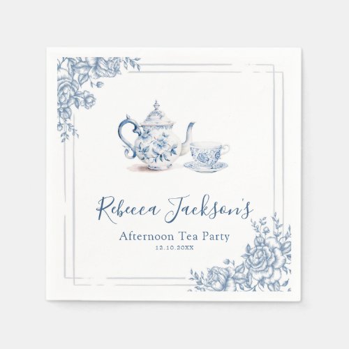 Blue Victorian Garden Bridal Tea Paper Napkin