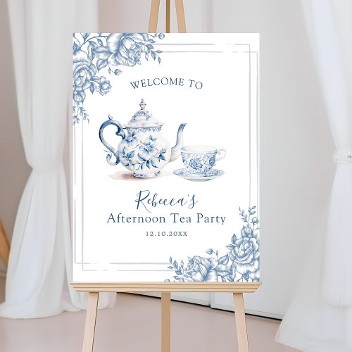 Blue Victorian Garden Bridal Tea Welcome Sign