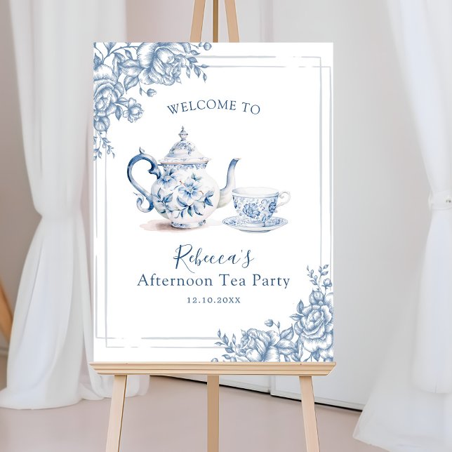 Blue Victorian Garden Bridal Tea Welcome Sign (Creator Uploaded)
